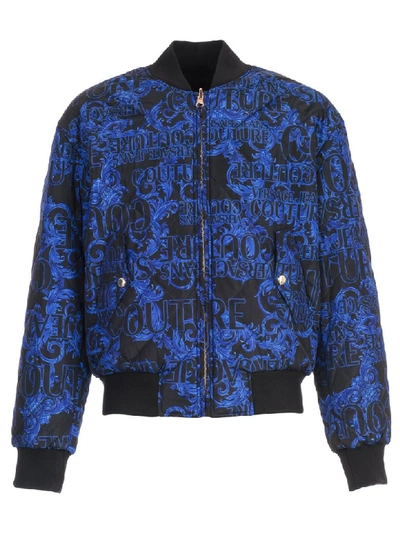 Shop Versace Jeans Couture Bomber Jacket Baroque Logo In Black
