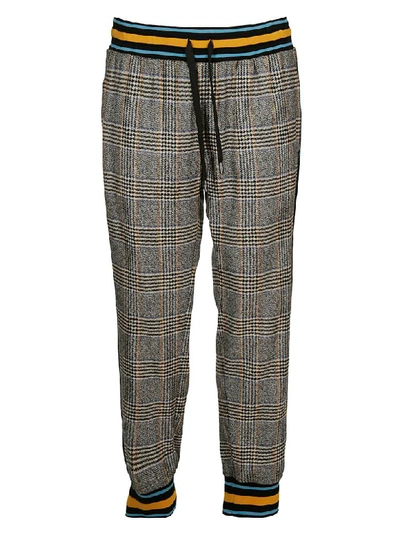 Shop Dolce & Gabbana Check Track Pants In Grey