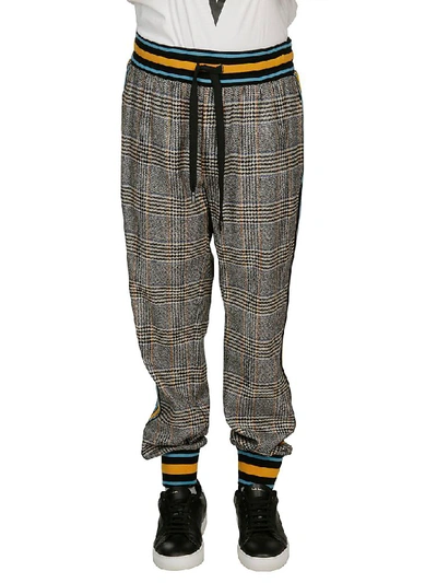 Shop Dolce & Gabbana Check Track Pants In Grey