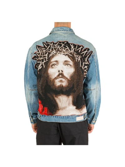 Shop Ih Nom Uh Nit Jesus Denim Jacket In Blu