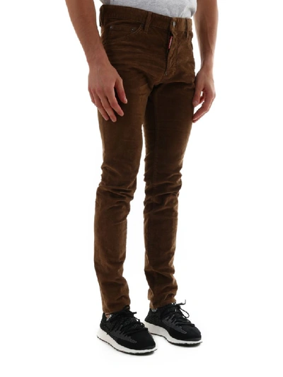 Shop Dsquared2 Beige Corduroy Trousers