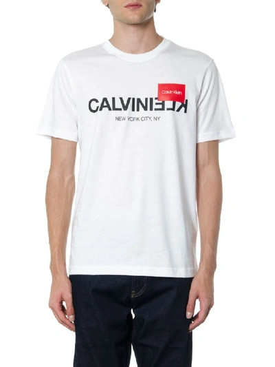Calvin Klein New York City White Cotton T-shirt With Logo | ModeSens