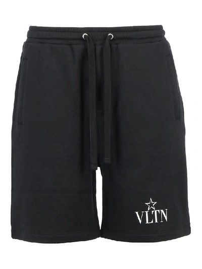 Shop Valentino Bermuda Shorts In Nero/vltn Stella Bianco