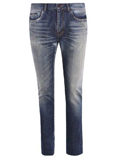 Shop Saint Laurent Skinny Distressed Jeans In Blue