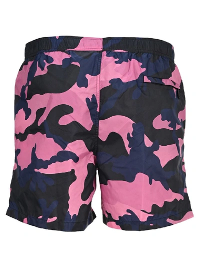 Shop Valentino Camouflage Swim Shorts In Navy Rose Camouflage