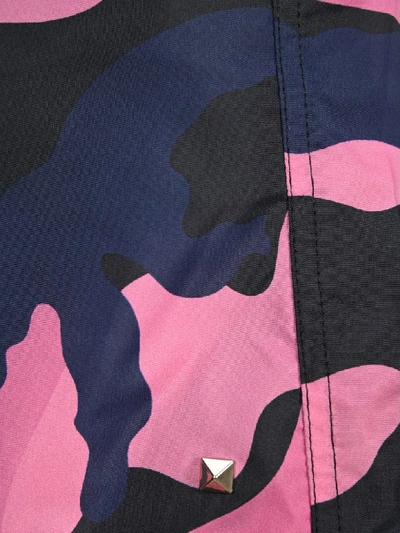 Shop Valentino Camouflage Swim Shorts In Navy Rose Camouflage