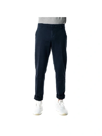 Shop Dondup Gaubert Cotton Blend Trousers In Dark Blue