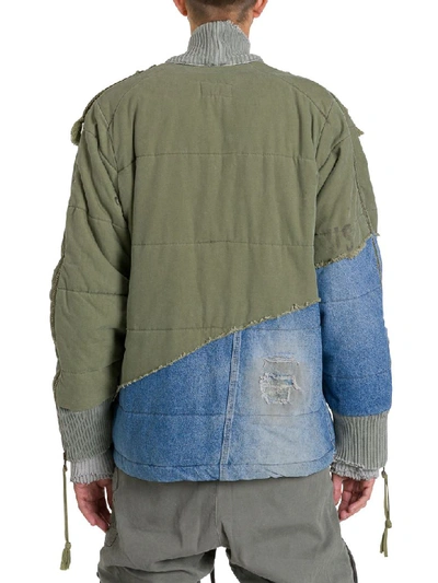 Shop Greg Lauren Denim And Military Jacket In Verde