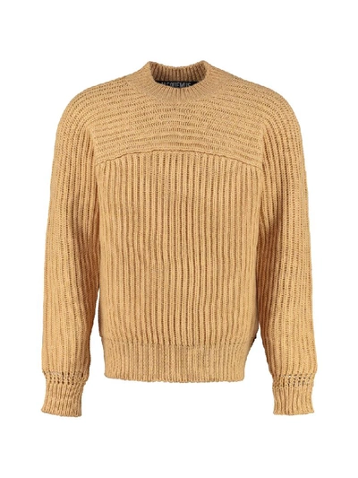 Shop Jacquemus Louis Ribbed Wool Sweater In Ocher