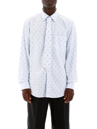 Shop Burberry Shirt And Tie Set In Pale Blue Ip Pat (light Blue)