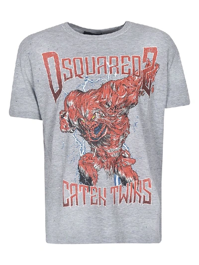 Shop Dsquared2 Printed T-shirt In Grey/multicolor