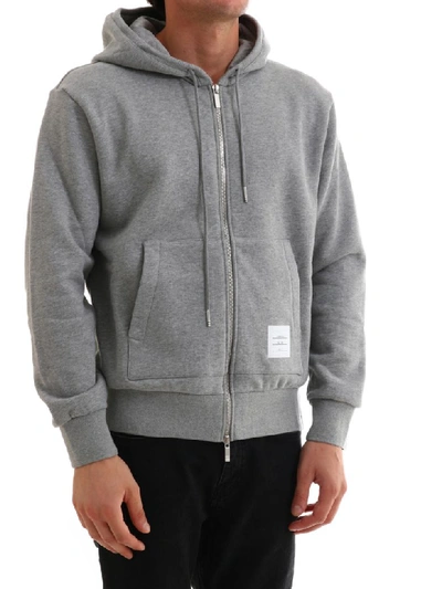 Shop Thom Browne Hooded Sweatshirt Gray In Grey
