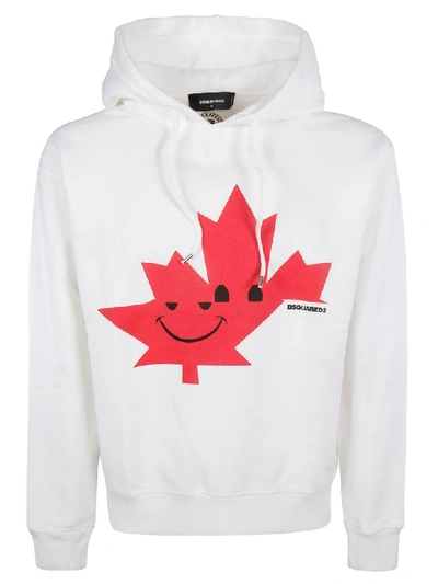 Shop Dsquared2 Printed Hoodie In White/red