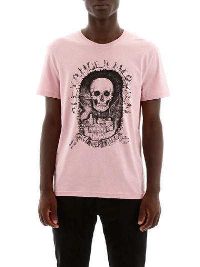 Shop Alexander Mcqueen Skull Logo T-shirt In Sugar Pink Mix (pink)