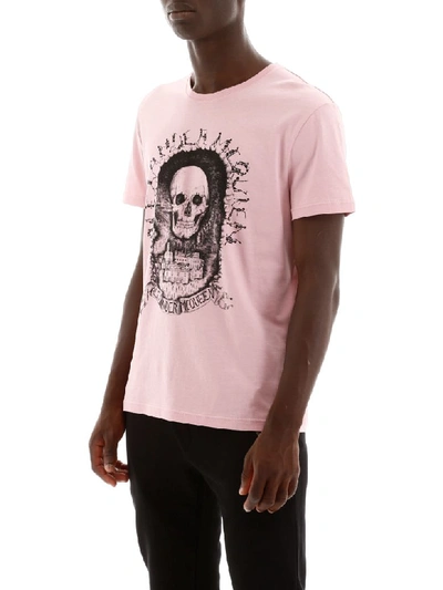 Shop Alexander Mcqueen Skull Logo T-shirt In Sugar Pink Mix (pink)