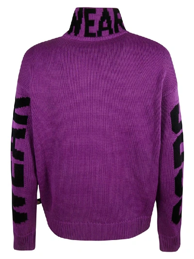 Shop Gcds High Neck Sweater In Purple