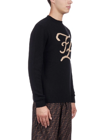 Shop Fendi Sweater In Nero Beige
