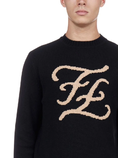 Shop Fendi Sweater In Nero Beige