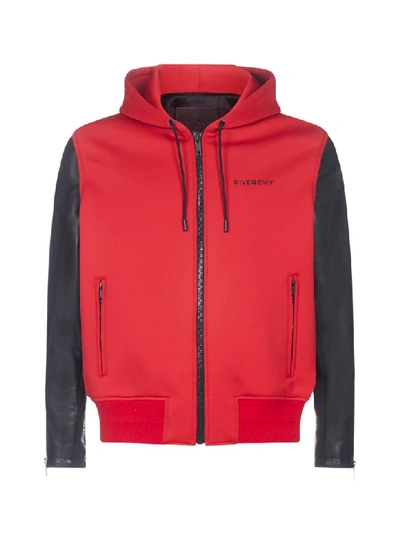 Shop Givenchy Bimateriale Jacket In Red Black