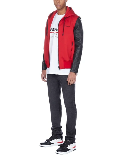 Shop Givenchy Bimateriale Jacket In Red Black