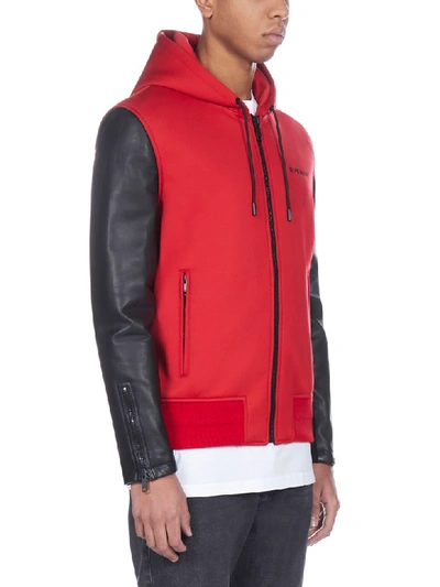 Shop Givenchy Bimateriale Jacket In Red Black