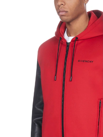 Shop Givenchy Bimateriale Jacket In Red Black