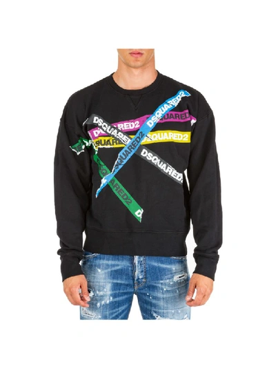 Shop Dsquared2 Tape Sweatshirt In Nero