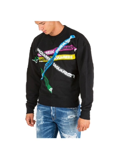 Shop Dsquared2 Tape Sweatshirt In Nero