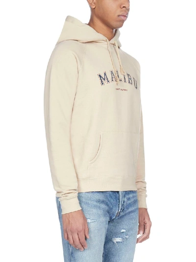 Shop Saint Laurent Malibu Cotton Hoodie In Nude Bordeaux Bleu