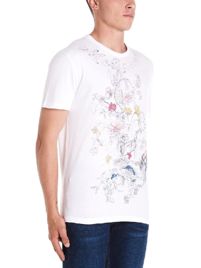 Shop Alexander Mcqueen Skull & Flowers T-shirt In White