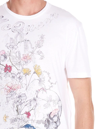 Shop Alexander Mcqueen Skull & Flowers T-shirt In White