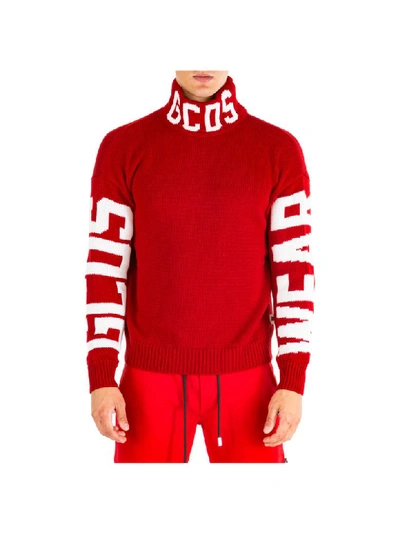 Shop Gcds Snow Roll Neck Jumper In Rosso