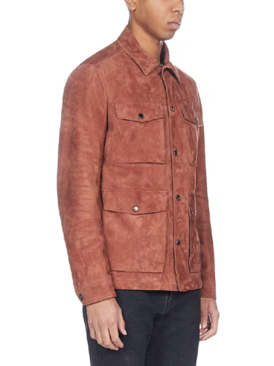 Shop Ajmone Suede Jacket In Terracotta