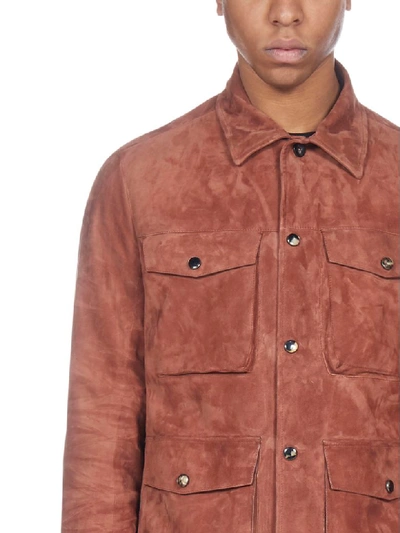 Shop Ajmone Suede Jacket In Terracotta