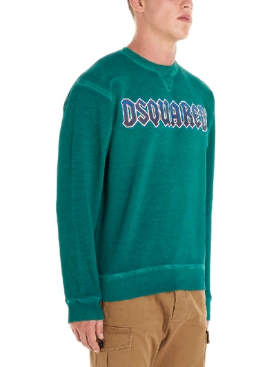 Shop Dsquared2 Logo Heavy Metal Sweatshirt In Green