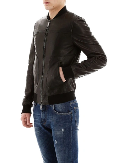 Shop Dolce & Gabbana Leather Jacket In Nero (black)