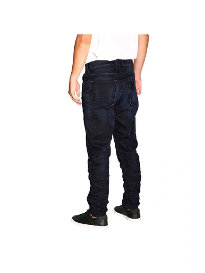 Shop Diesel D-vider Stretch Jeans With Low Crotch And Velvet Treatment In Blue