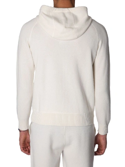 Shop Z Zegna Sweatshirt With Zip And Hood In Bianco