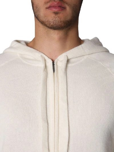 Shop Z Zegna Sweatshirt With Zip And Hood In Bianco