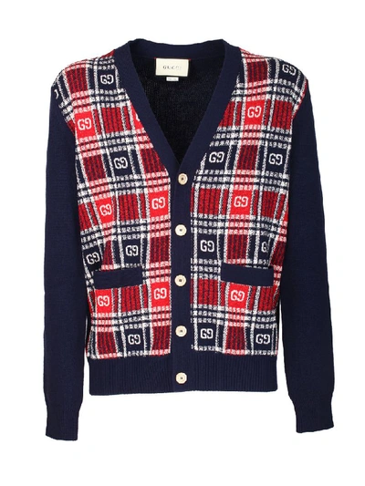 Shop Gucci Wool Cardigan In Quadri