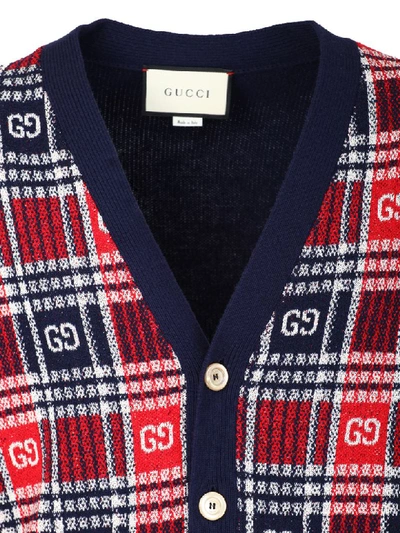 Shop Gucci Wool Cardigan In Quadri