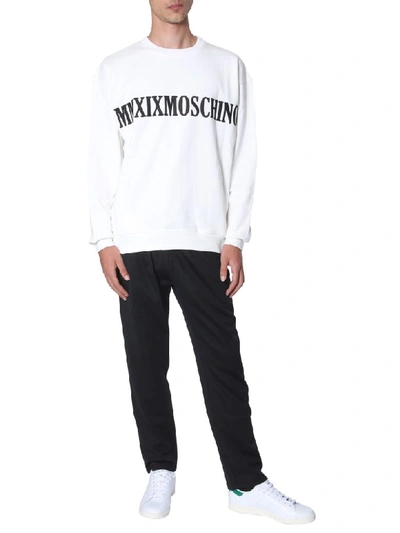 Shop Moschino Crew Neck Sweatshirt In Bianco