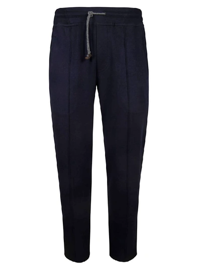 Shop Brunello Cucinelli Classic Drawstring Trousers In Blue