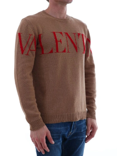 Shop Valentino Cashmere Logo Sweater In Beige