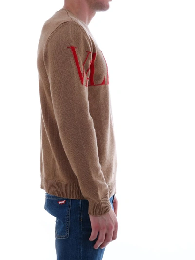Shop Valentino Cashmere Logo Sweater In Beige