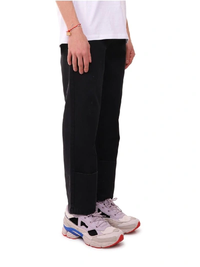 Shop Raf Simons Cropped Trousers In Black