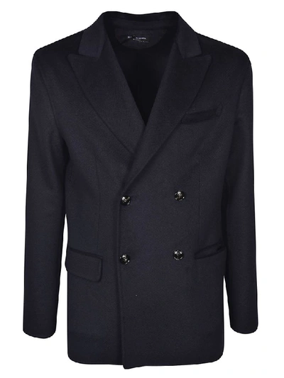 Shop Kiton Double Breasted Blazer In Blue