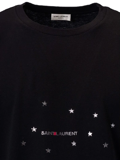 Shop Saint Laurent Printed Cotton T-shirt In Black/silver