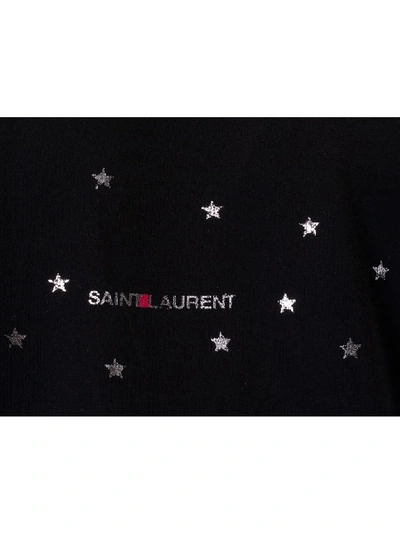 Shop Saint Laurent Printed Cotton T-shirt In Black/silver