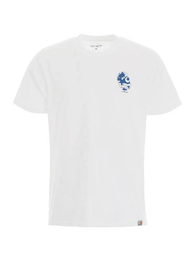 Shop Carhartt Radio Print T-shirt In White Blue (white)